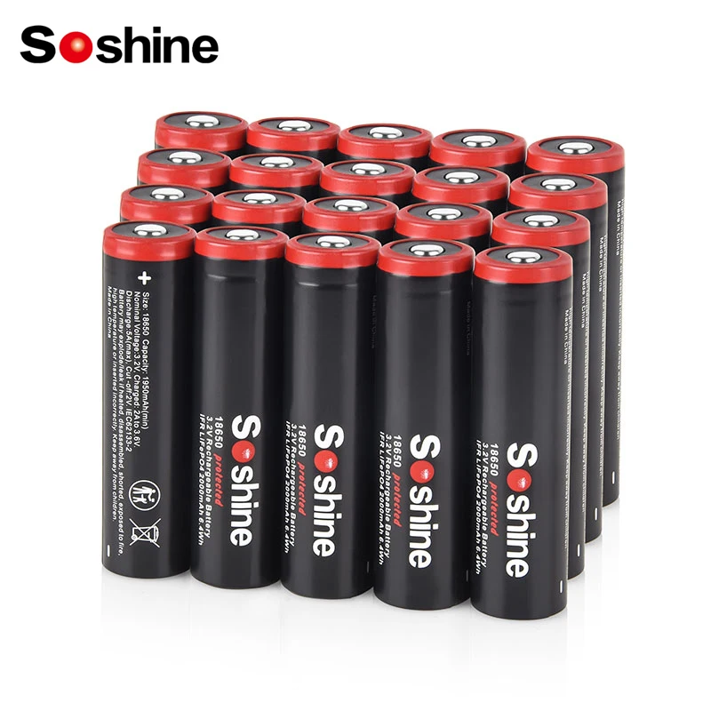Soshine 3.2V 2000mAh LiFePO4 Battery 18650 Rechargeable Batteries with Protected for Power Bank Flashlight Camping Light Mouse