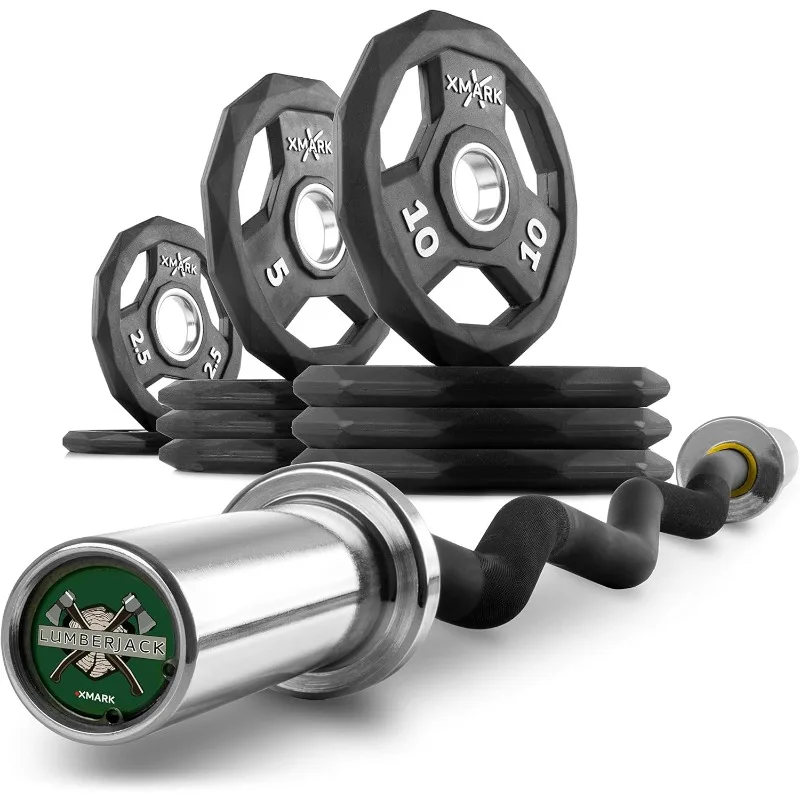 Olympic Bar Curl Bar with Weights Offer, Olympic Weights Pair or Set of BLACK DIAMOND Olympic Weight Plates, Premium Quality