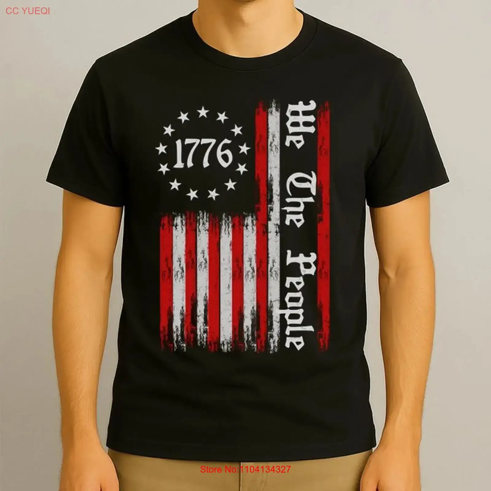 We The People 1776 Distressed USA American Flag T Shirt vintage Washed Stretched Stylish streetwear Soft Slightly Casual