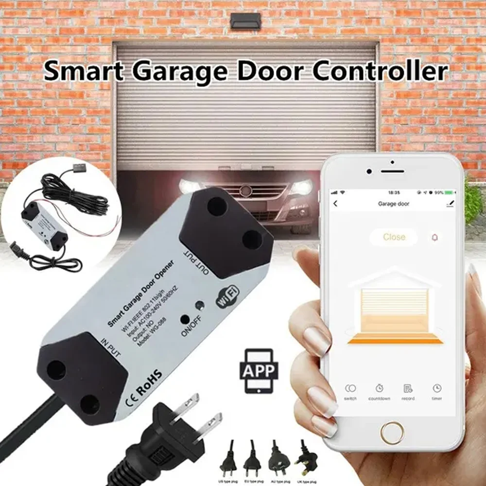 Imagem -03 - Smart Garage Door Opener Controller Interruptor Wifi Funciona com Alexa Echo Google Home Smartlife Tuya App Control Nenhum Hub Necessário