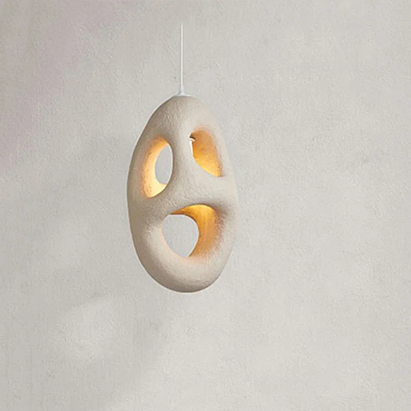 Imagem -02 - Luz Pingente Porosa Japonesa Wabi Sabi Estilo Simples Estilo Nórdico Quarto Lustre de Cabeceira Bege Japonês Estadia em Casa