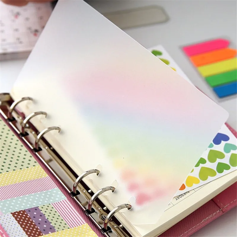 2 pc/set Transparente Folhas Soltas Binder Diário Notebook Inner Page Core Cover NoteBook Journal Planner Acessórios A5 A6 Tamanho