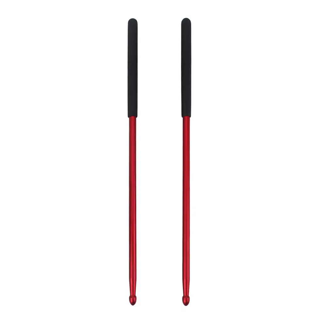 2pcs Aluminum Alloy 5A Drum Mallet Drumsticks Red for Music Bands Exercise