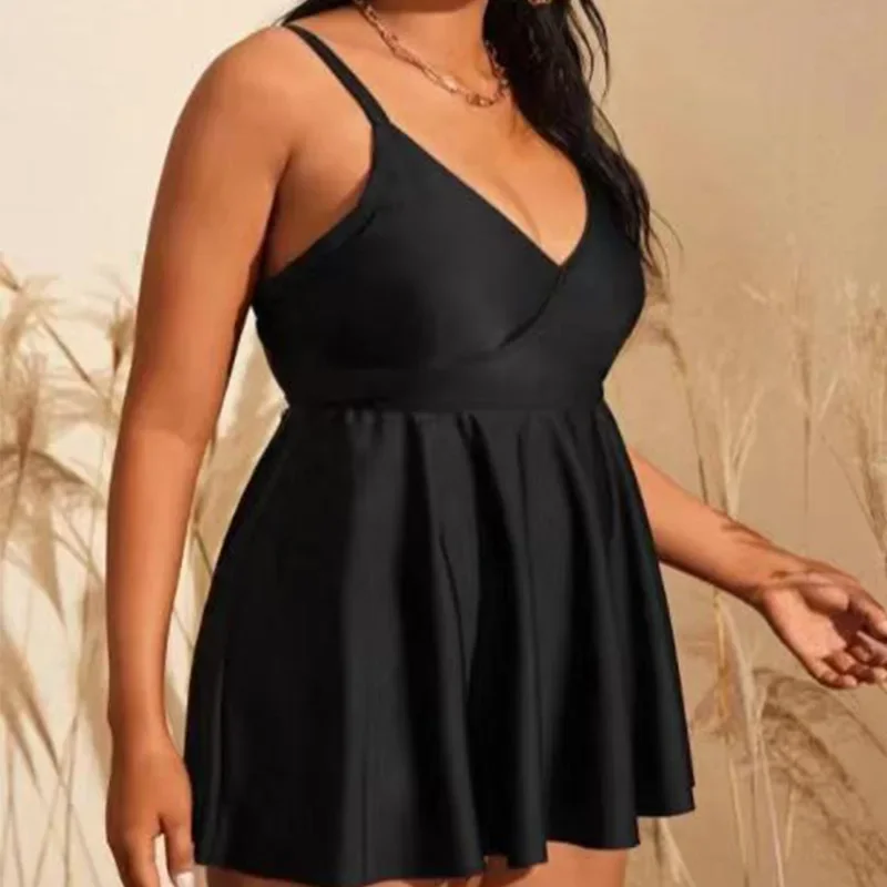 

Plus Size Swimdress Swimsuit Women Tankini Big Large Chubby Summer Black Bikini Beach Wear Bathing Suit 2024 Mujer Swimwear 4XL