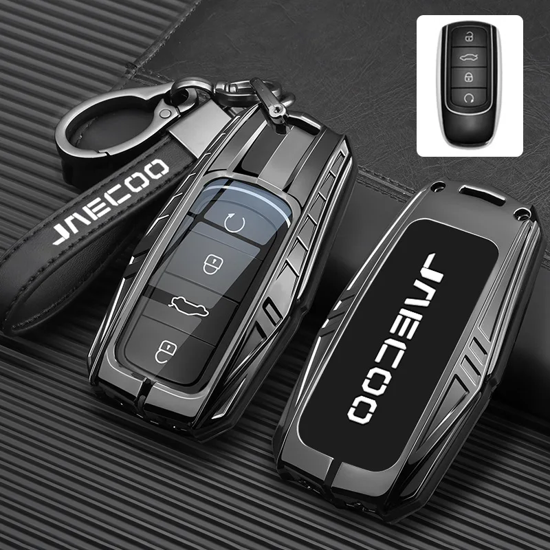 Funda de silicona de aleación de Zinc para coche, funda con soporte, cadena para Chery JAECOO Omoda 5 Tiggo 7 8 9 Plus Pro Arrizo 6 8, control remoto de estilo de coche