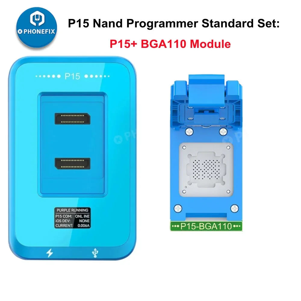 Programador JCID P15 Nand con módulo BGA315, BGA110, BGA70, BGA60 para iPhone 6-15 Pro Max, iPad Nand, lectura Flash, reparación de formato de escritura