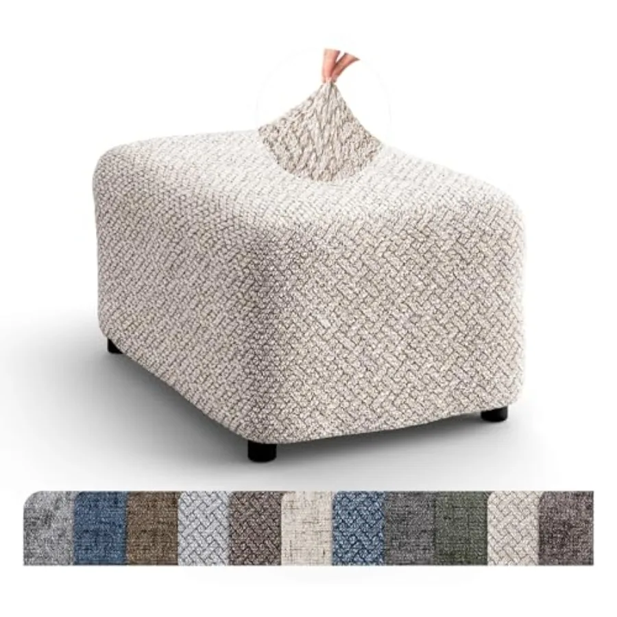 

Ottoman Slipcover - Stretch Stool Sofa - Pouf Protector for Pets and - Soft Ottoman Cover - Durable Furniture Slipcovers - Micr