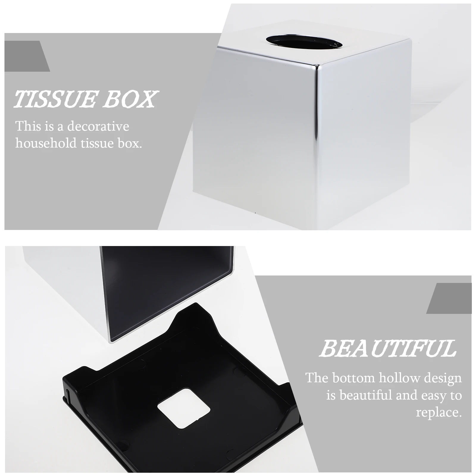 

Electroplating Tissue Box ABS Smooth Arc Design Rectangular Holder Paper Towel Storage Home Office Standard Size