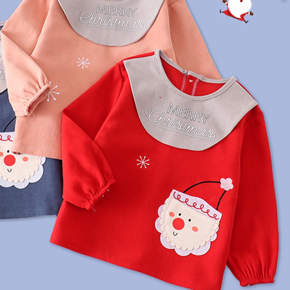 

Christmas Apron Children's Bib Kids Baby Eating Smock Water Proof Waterproof Red Toddler