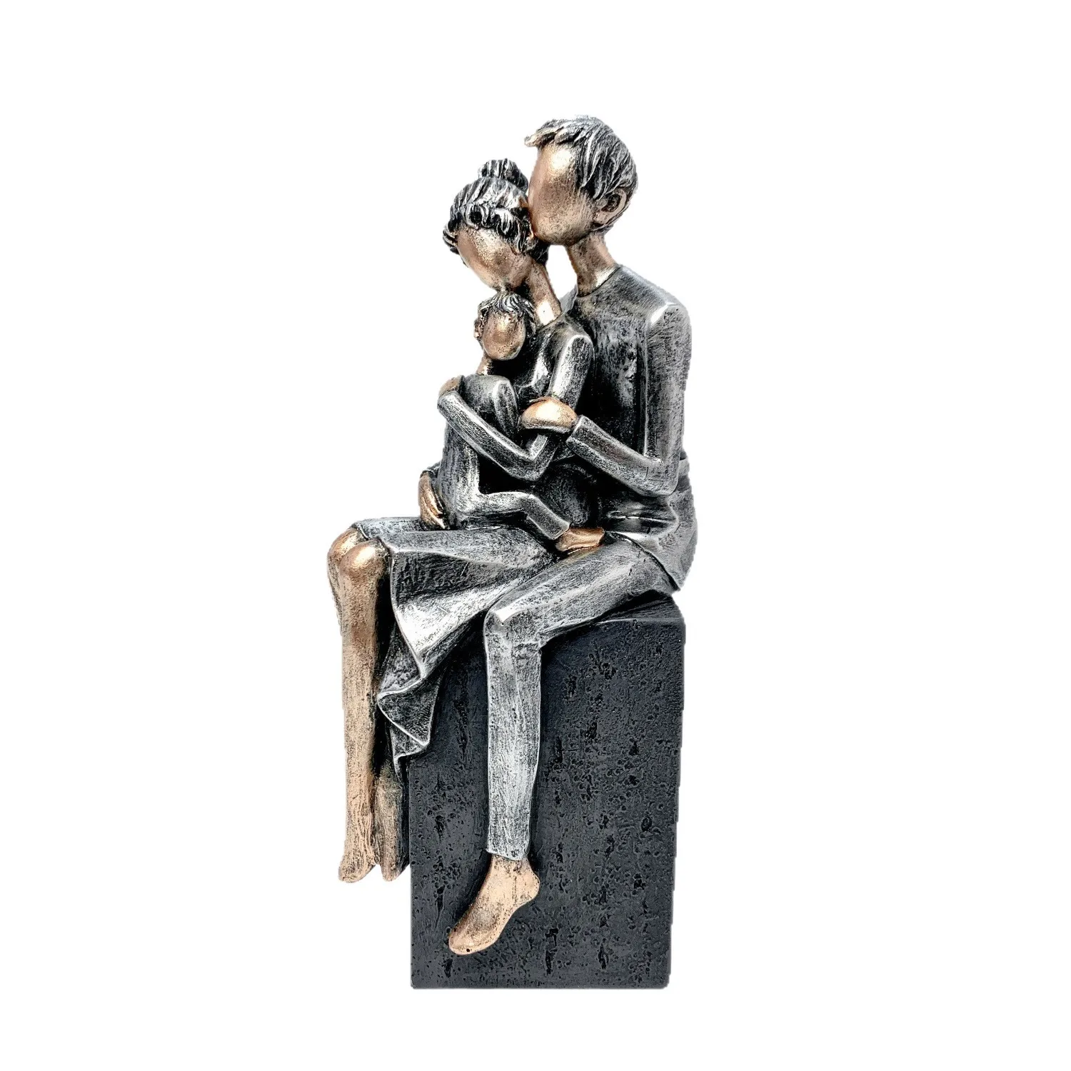 *qa European Family Three Embrace Statue Light Luxury Resin Craft Home Desktop Decor#