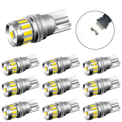 10X W5W LED T10 Светодиодные лампы Canbus 4014 3020SMD для BMW Audi Автомобильные парковочные огни Интерьерные карты Купольные огни 12 В Белый 6500K