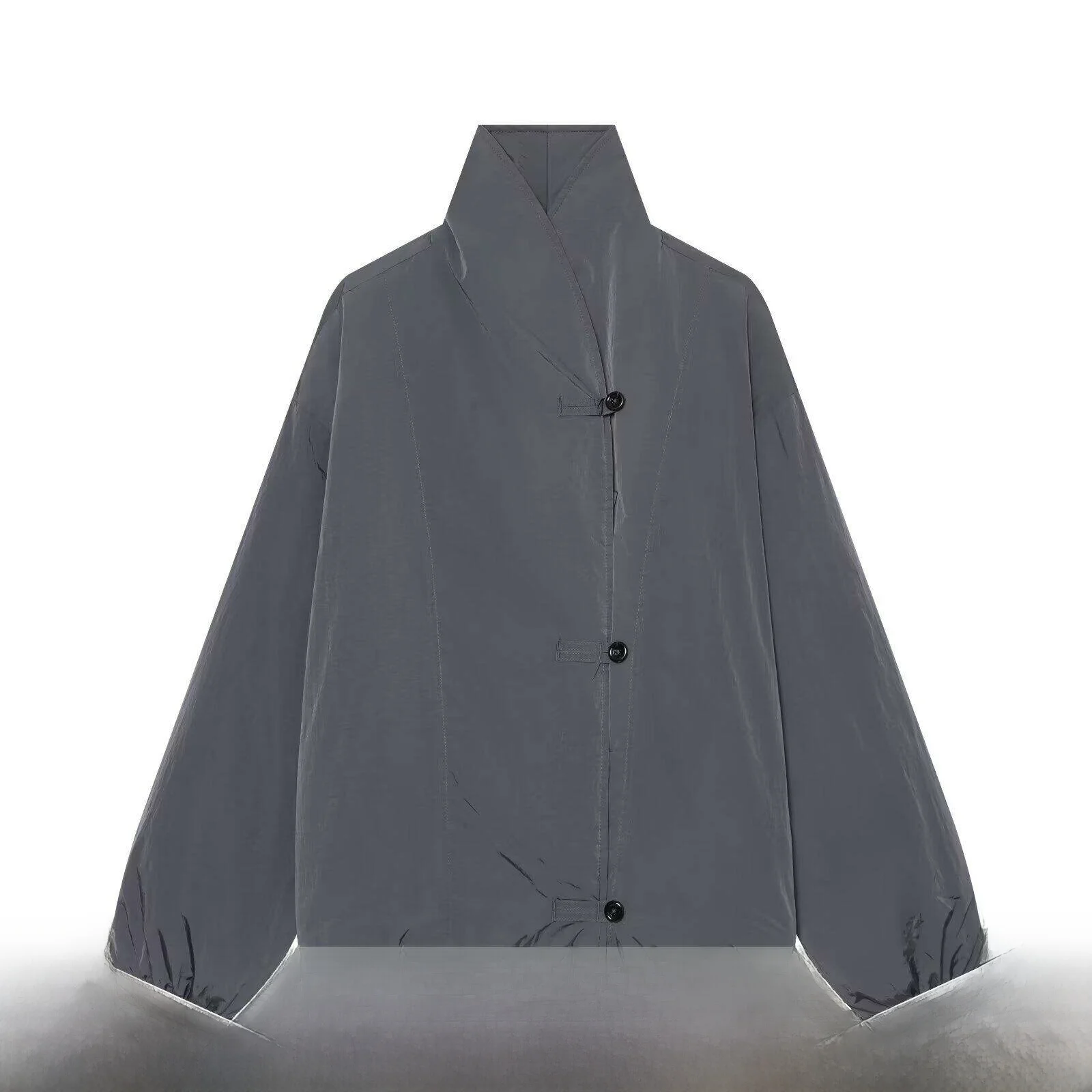 Autumn Winter High Neck Long Sleeve Button Design Pilot Jacket Women's Casual Loose Fit Cotton Outerwear New Arrival