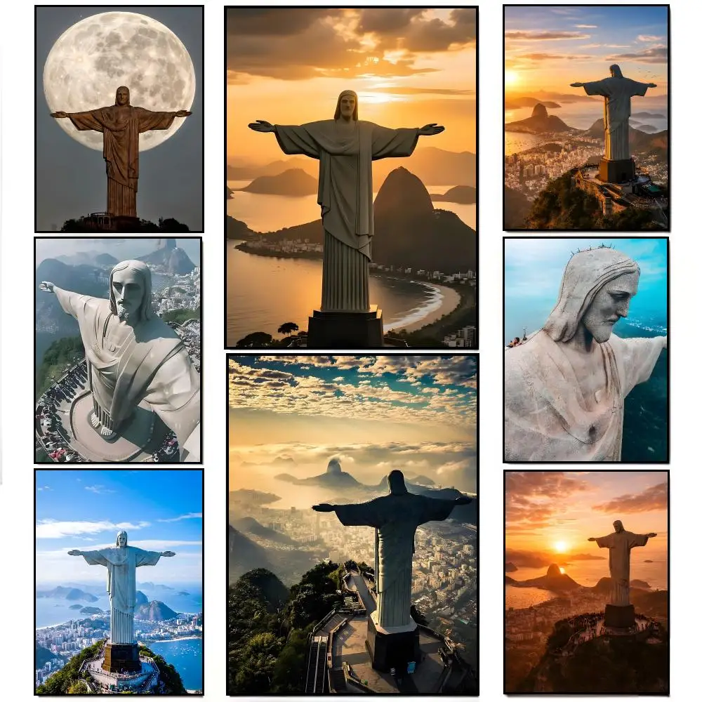 Brazil Christ Redeemer Poster Elegant Indoor Artwork Design & Contemporary Home Decor