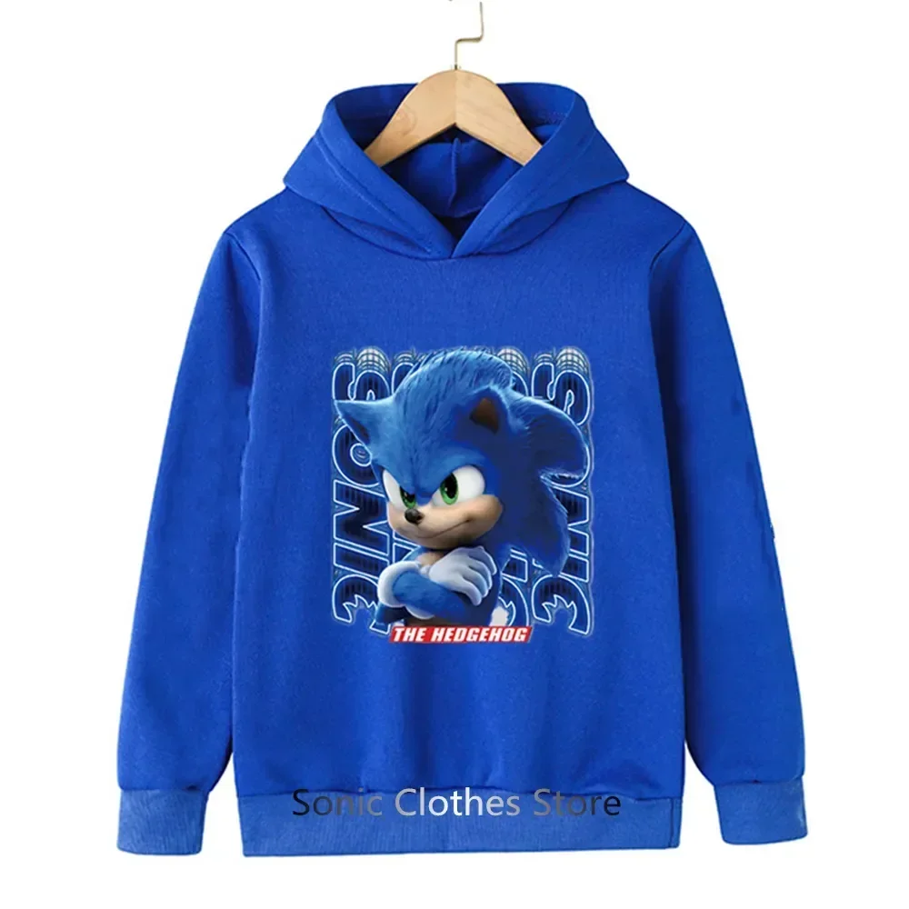 

2024 New Sonic Hoodies Kids Cartoon Sonic Print Pullovers Baby Boys Children Long Sleeves Sweatshirt Girls Clothing Streetwear