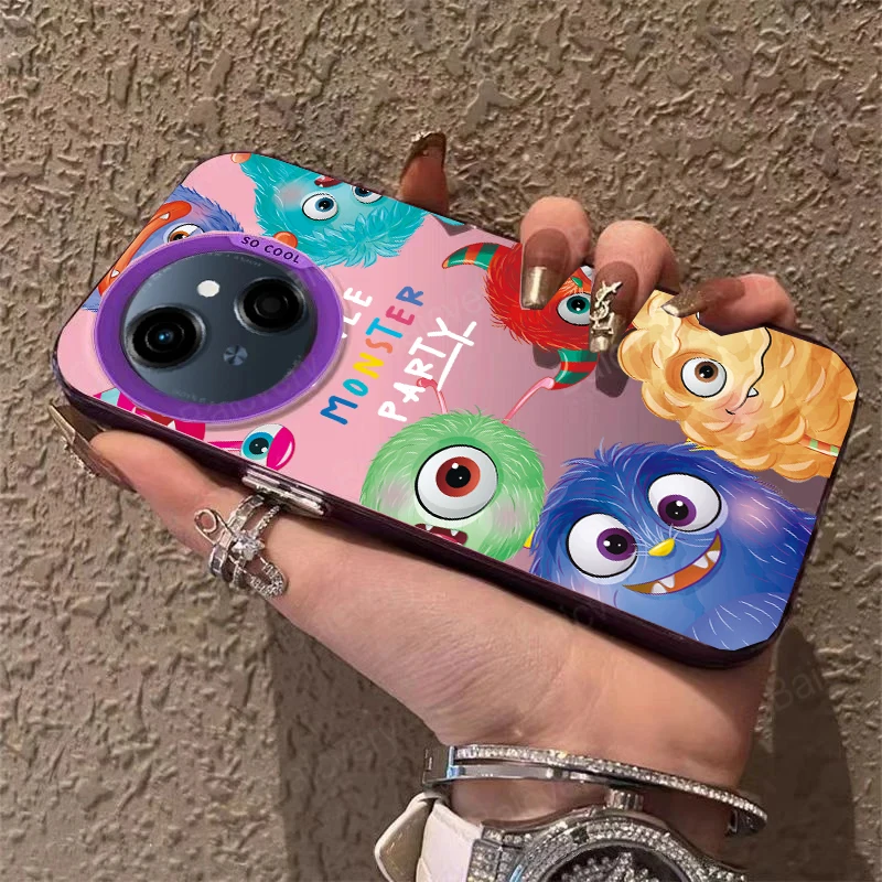 حافظة لهاتف Tecno Spark GO 1 Spark 30c 20c 10c 20 10 8c 7T 6 GO Pro Plus 4G 5G حافظة هاتف ليزر فاخرة على الطراز الكرتوني رقم 2