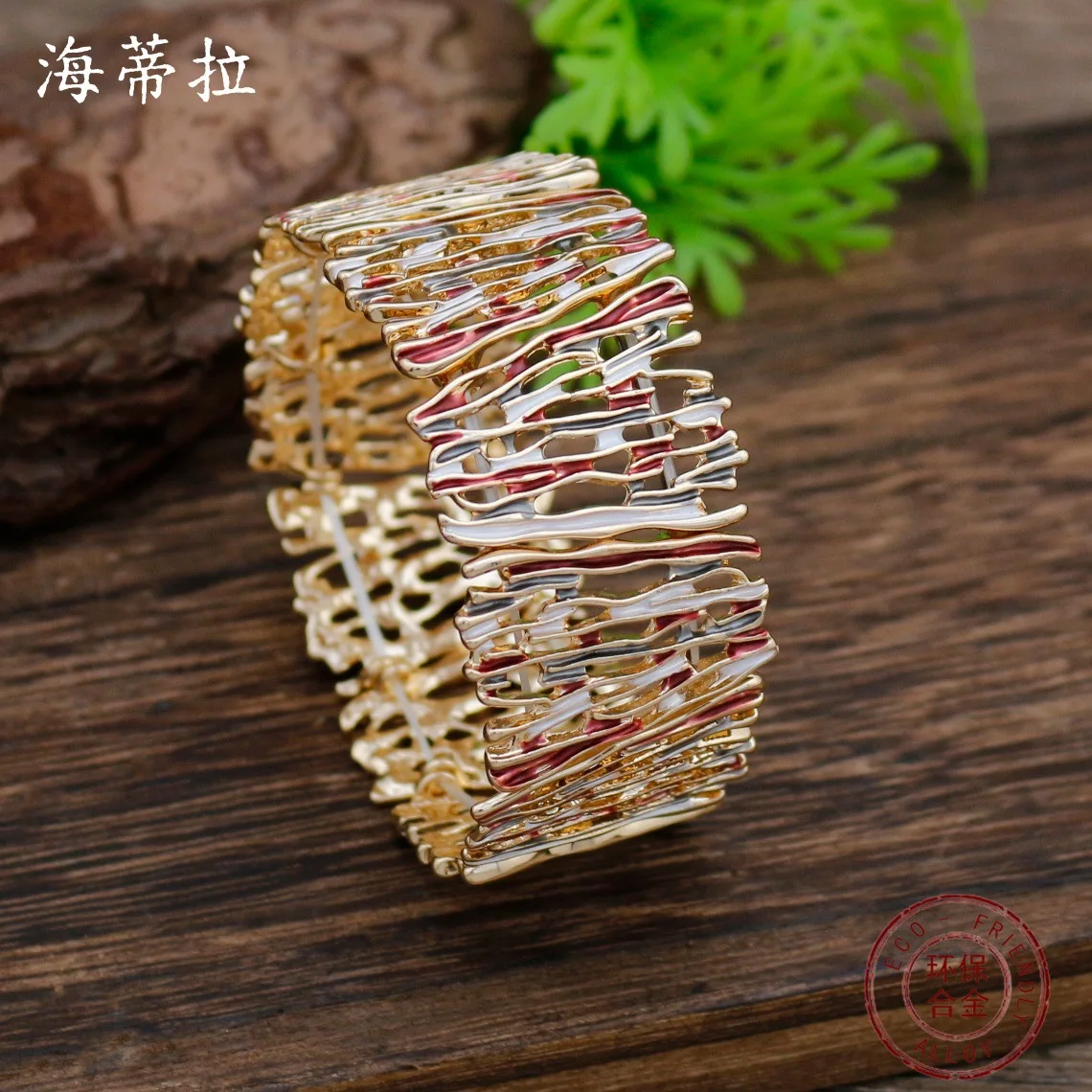 DIY accessories enamel color hollow irregular line elastic bracelet women's creative exaggerated geometric line bracelet