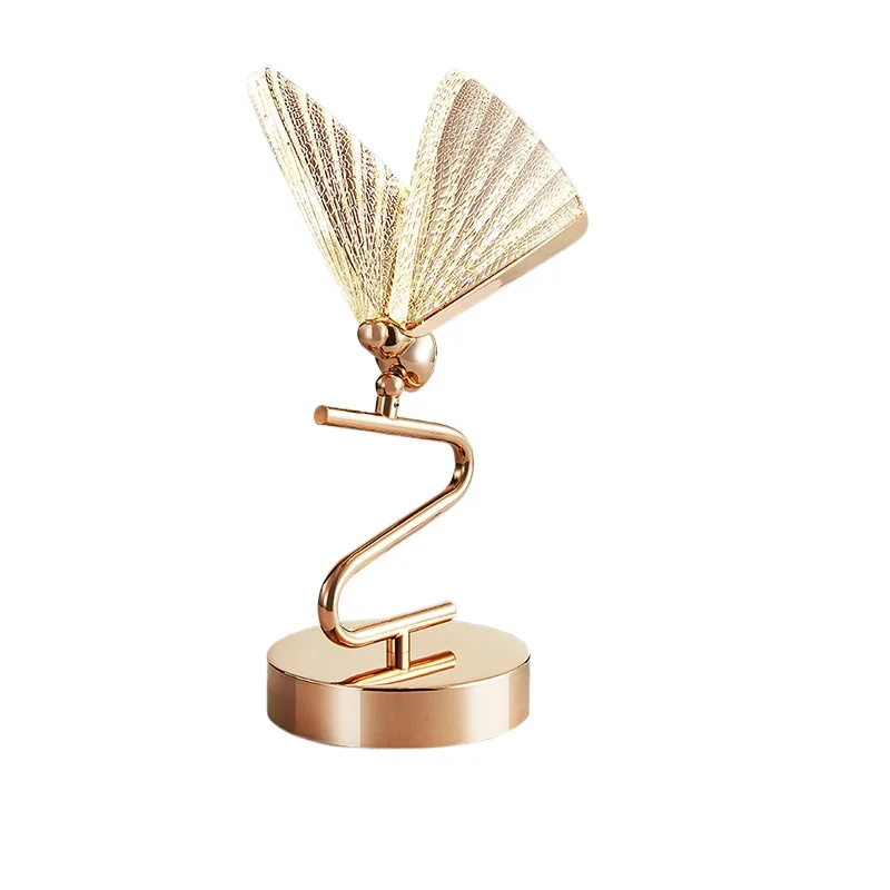 

Light luxury all-copper butterfly desk lamp girl bedroom bedside table lamp romantic French everbright lamp