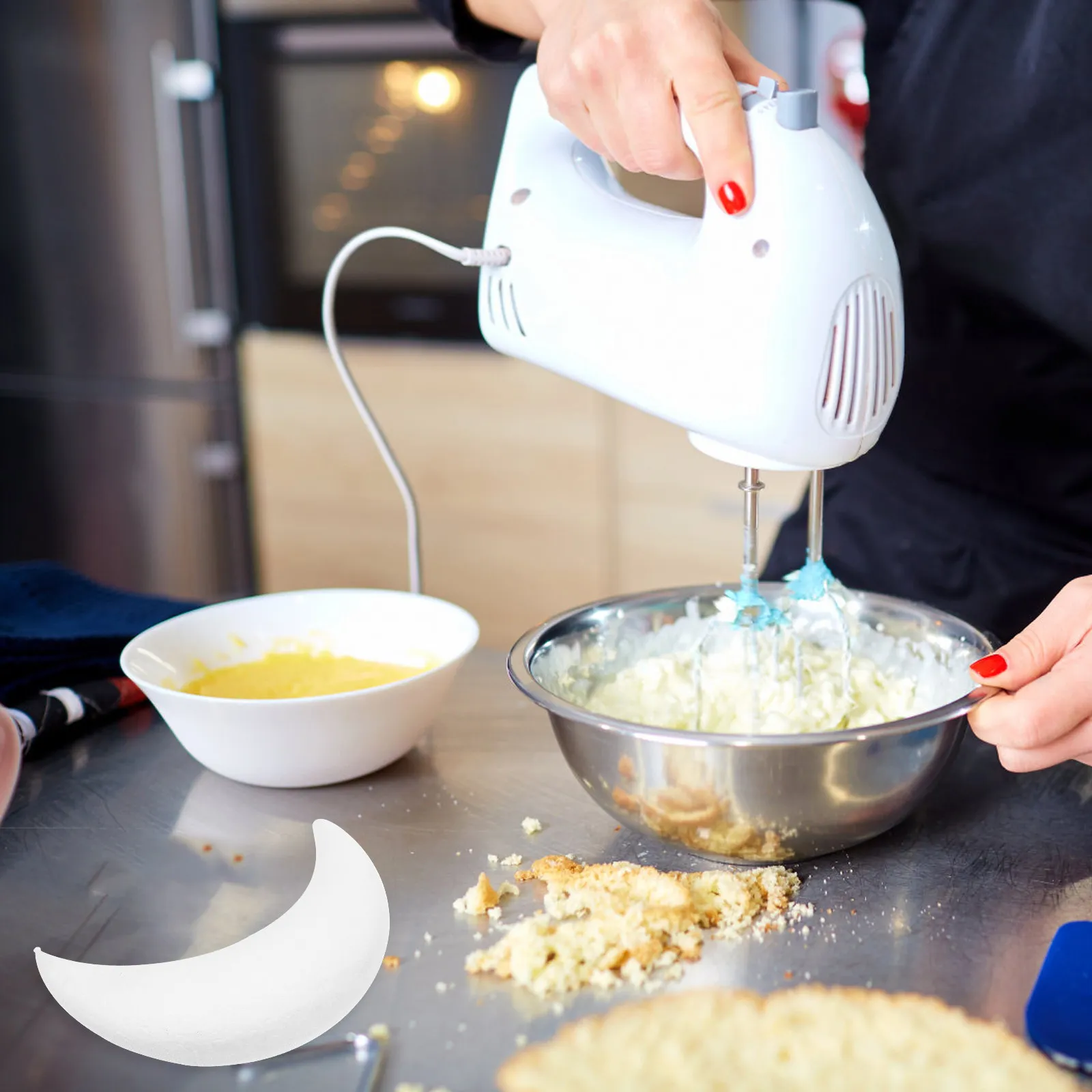 Lightweight White Moon Foam Cake Dummy for DIY Cake Decorating Practice Wedding Party Display Ribbon Flower Topper Craft Project