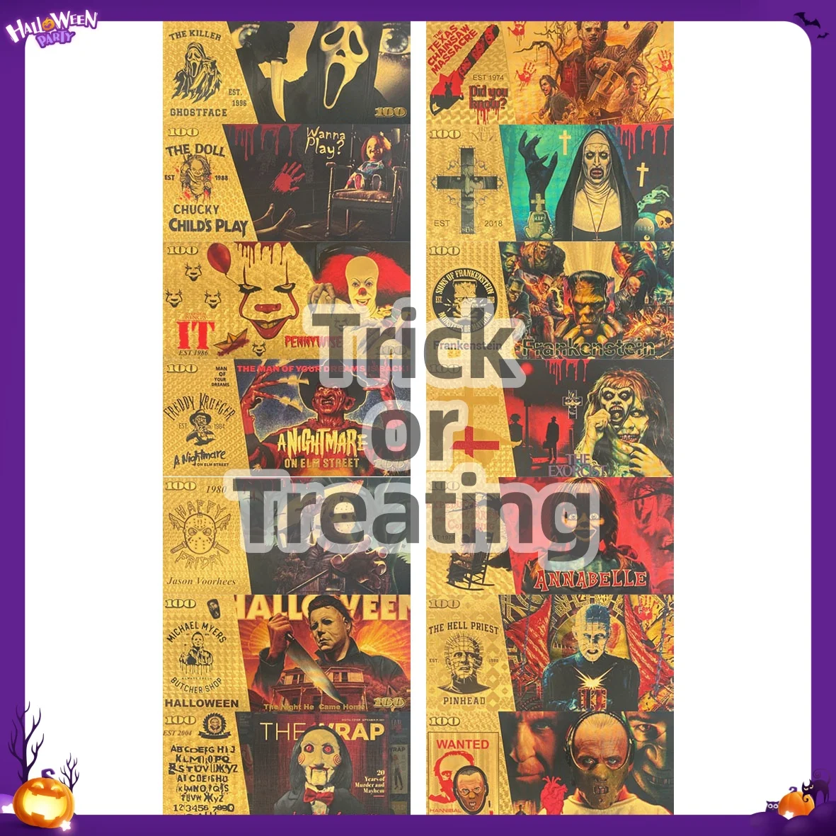 Horror Gold Commemorative Banknote Must Have Scary Movie Peripherals Ideal Toy Gifts Fans Enthusiasts Popular America Gold Cards