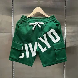 Calça esportiva casual masculina de sesta verde, calça bordada em letras, moda coreana, roupa de alta qualidade, verão, 2023