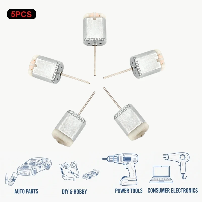 

AZGIANT 5PCS Micro Motor DC 12V 67mm Long Axis Round Shaft Copper Carbon Brush Low Noise Stable Operation DIY Toy Special Offer