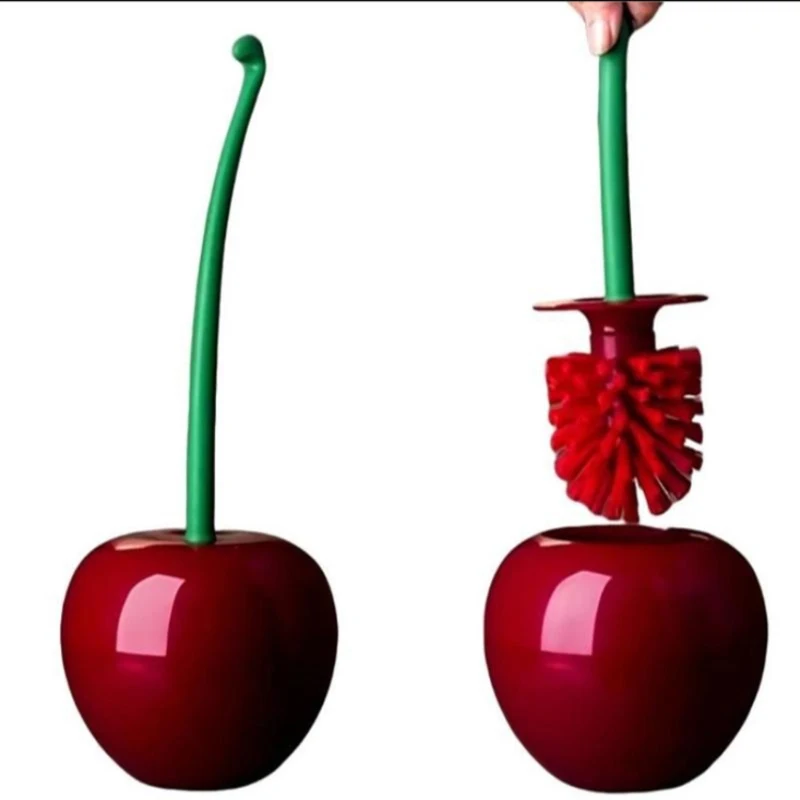 Creative Cherry Shape Toilet Brush with Holder Toilet Cleaning Brush Set Decorative Bathroom Accessory for Home Hotel image 5