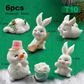 6 piezas de conejos navideños-T10