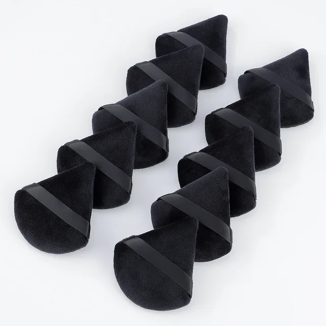 Triangle Velvet Powder Puff Set - 5/10/20/30/50/100Pcs Mini Face Makeup Sponge Washable Lightweight Pizza Shaped Flours Cosmetic 2