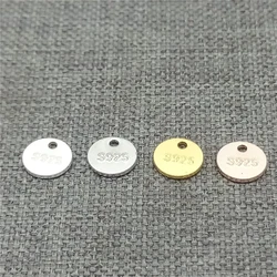 20 Pieces of 925 Sterling Silver Tag Charms Gold Plated Blank Disc for Necklace Extension Chain