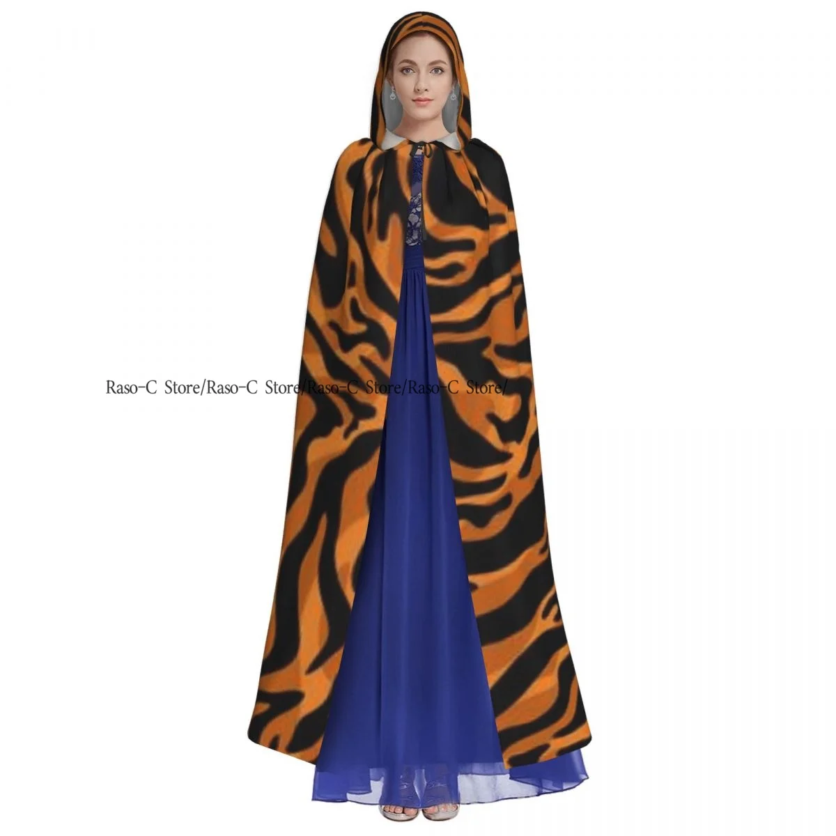 عباءة بنمط جلد الحمار الوحشي للبالغين من الجنسين مع غطاء رأس طويل للساحرة
