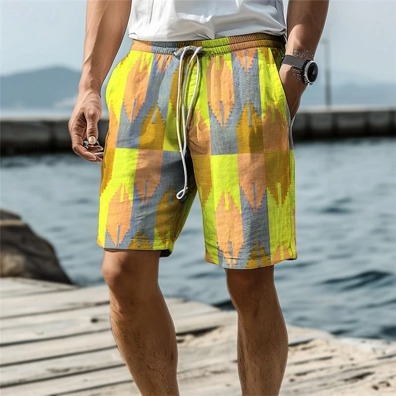 Classic Simple Sports Beach Short For Men Clothing 3D Print Design Drawstring Board Shorts Retro Streetwear Summer Fashion Trunk