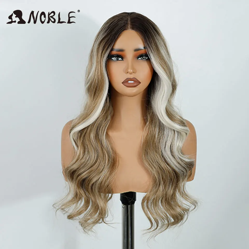

Noble Synthetic Lace Front Wigs For Women Body Wave Pre Plucked Layered Wig 13x3 Frontal Wigs Ombre Brown Blonde Lace Front Wig