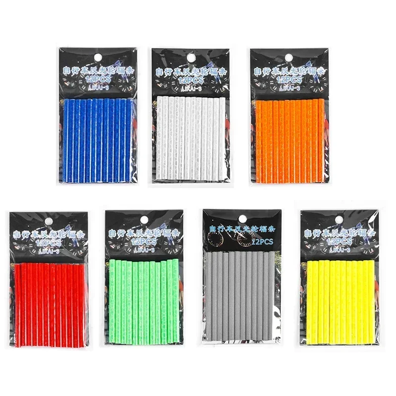 12Pcs Bicycle Wheel Spokes Reflective Sticker Colorful Tube Warning Safety Light DIY Cycling Reflector Reflective Safety Kit