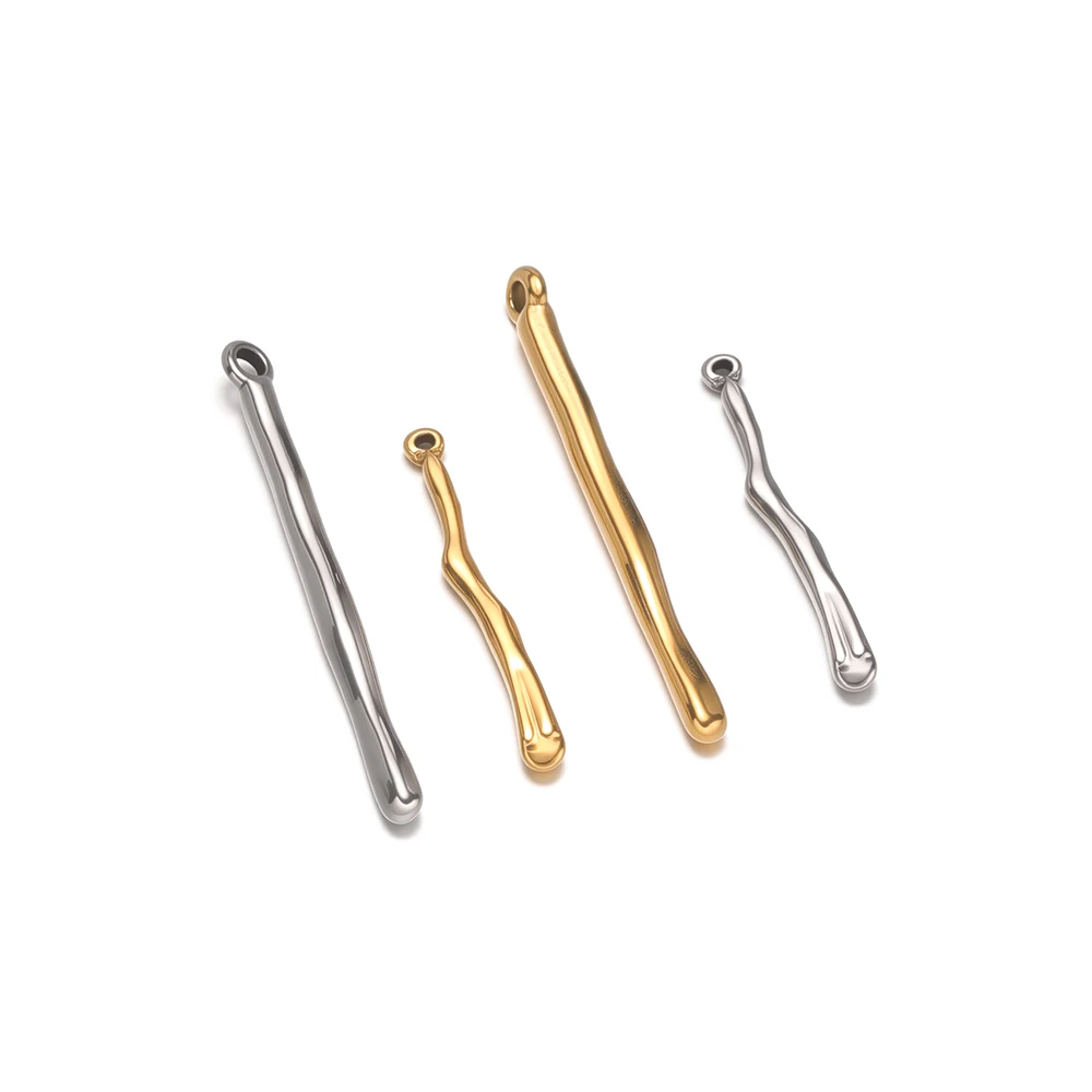 10 Stück Edelstahl-Anhänger in gebogener Form, Halskettenanhänger, Großpackung für DIY, kreative Schmuckherstellung, Armbänder, Ohrringe, Zubehör – Detail 2