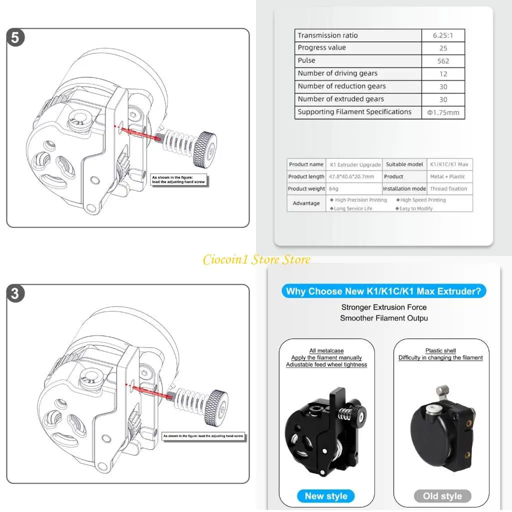 

A3PC Double Gear Extruder Boosts Printer Performances Advanced For K1C Series