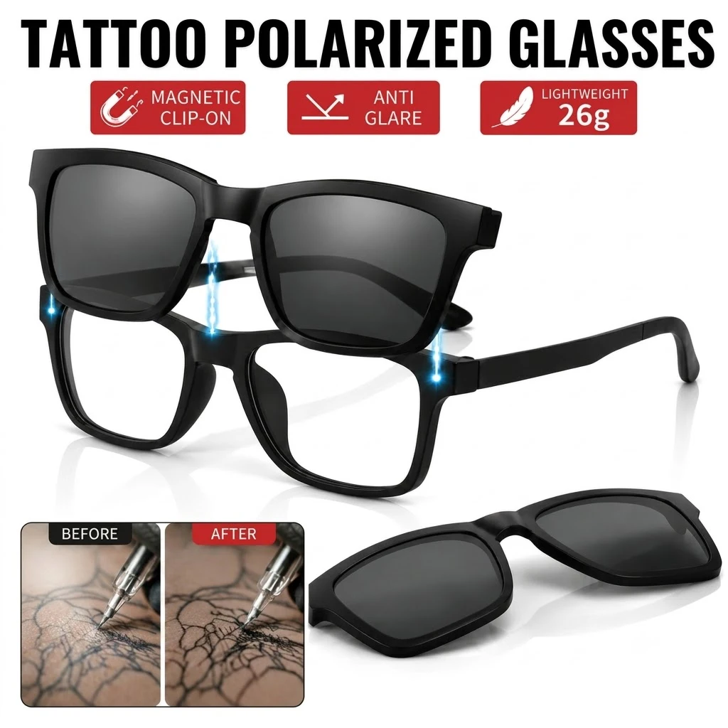 Tattoo Polarized Glasses Magnetic Clip-on Anti Glare Goggles Reduce Reflection Tattoo Artist Protective Eyewear Equipment