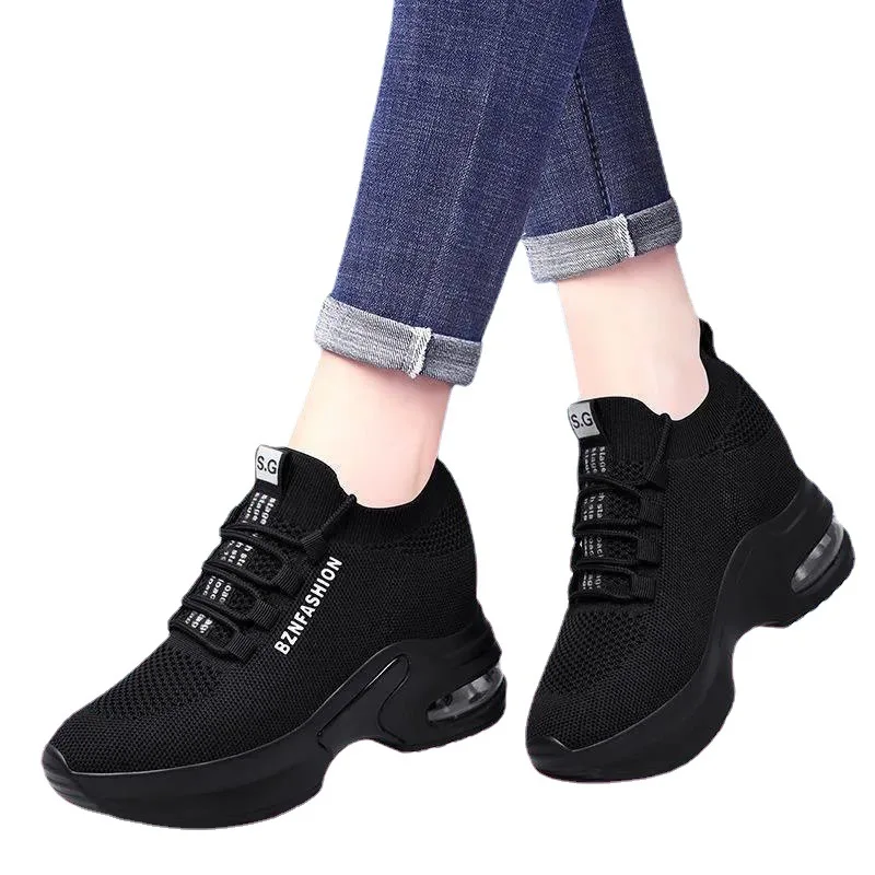 Women High Platform Shoes New Breathable Women\'s Height Increasing Shoes Thick Sole Trainers Casual Sneakers Deportivas Mujer