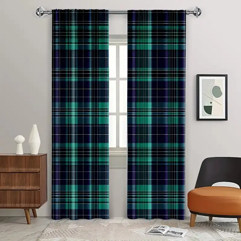 Scottish folk legend checkered pattern printed curtains, window decorations, home decorations, room decorations