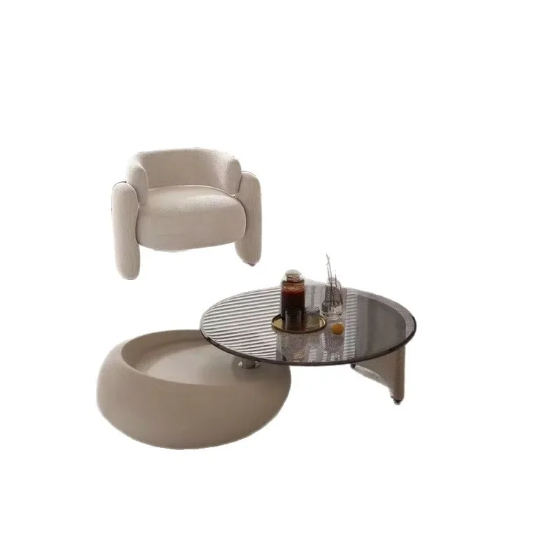 Cream wind rotating coffee table living room home light luxury high sense