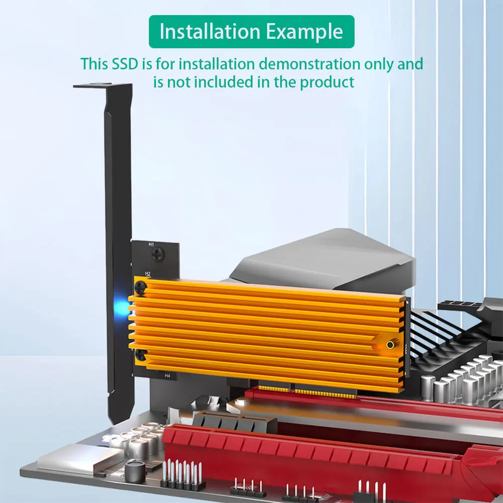 

Карта-адаптер M.2 NVMe SSD NGFF на PCIe x4 с радиатором, интерфейс M-Key, адаптер M2 PCIe для M.2 NVMe SSD