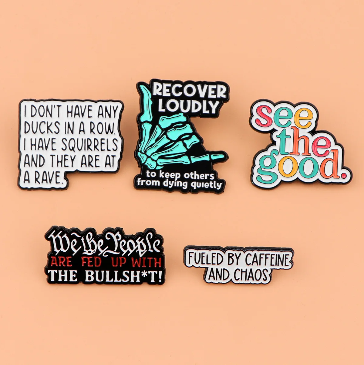 Skeleton Enamel Pin Funny Quotes Brooch Pines Lapel Pins Pronouns Badge on Backpack Clothing Accessories Punk Jewelry Gifts