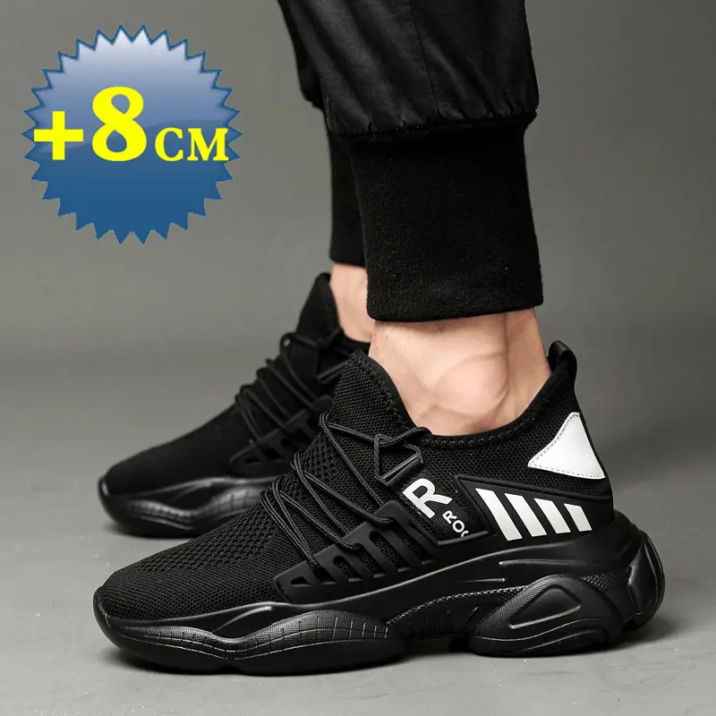 Zapatillas deportivas para hombre, zapatos informales transpirables con tacones ocultos, aumento de 8cm de altura y 6cm