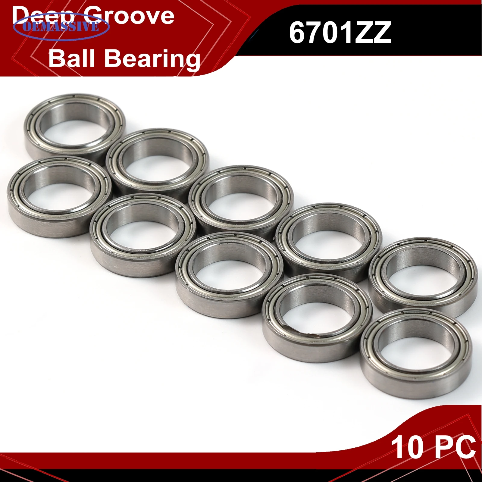 Deep Groove Ball Bearings Z2 12x18x4mm 6701ZZ Double Shielded Chrome Steel Bearing steel 10X For Auto Car Motor Electric Curtain