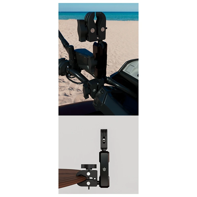 Nieuw-Camera Clamp Mount Super Clamp Adapter Dubbele kop Multifunctionele houder voor motorfiets Fiets Camera Mounts