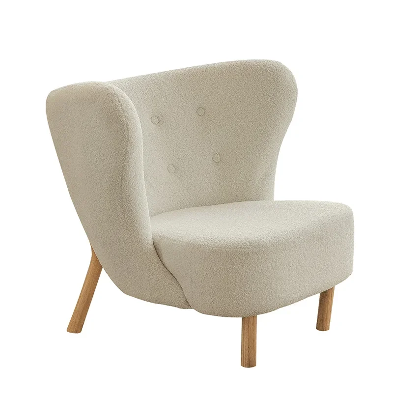 

Nordic single sofa chair lamb plush living room leisure chair designer white simple light luxury bedroom lazy chair