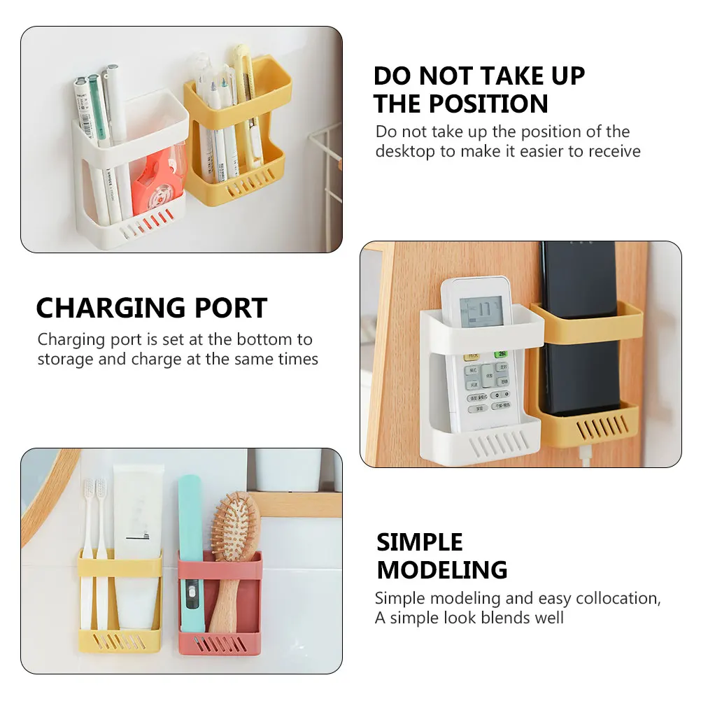 

4Pcs Remote Control Storage Box Wall Mounted No Punch Needed Strong Adhesive Easy Install Space Saving for Kitchen Bathroom