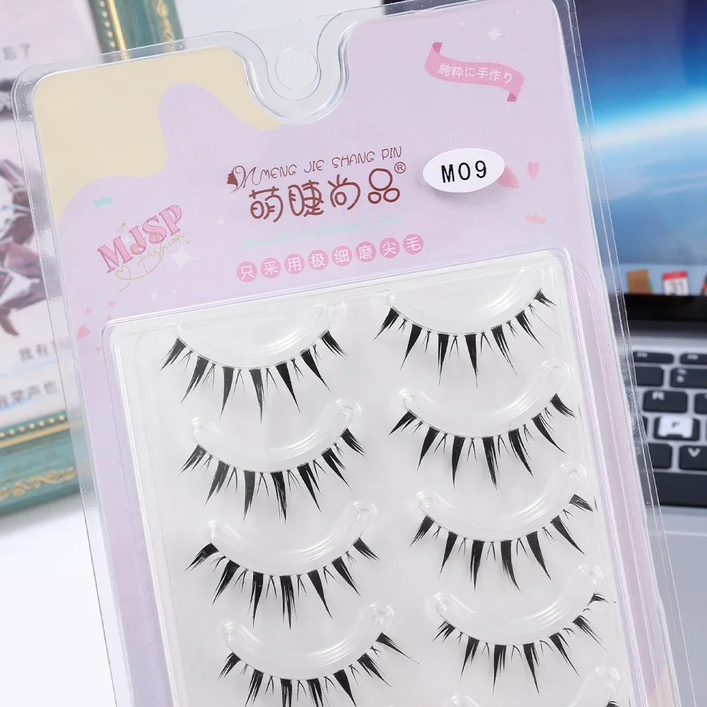 3/5 Pairs Manga Lashes Crossed Fairy False Eyelash Makeup Natural Thin Band Soft Little Devil Eyelashes Extension Makeup Tools