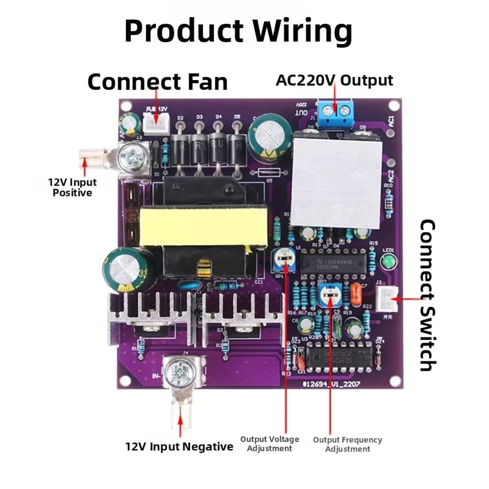 DC AC Inverter Module 300W 12V Input 220V Output Modified Sine Wave for Integration into Renewable Energy Installations