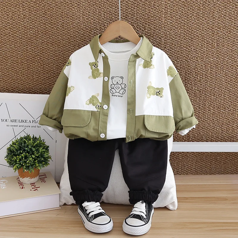 

Toddler Boy Boutique Clothing Set 2024 Fall Casual Long Sleeve Coats Jackets Tops + T-shirts + Pants Suits for Kids Boys Outfit