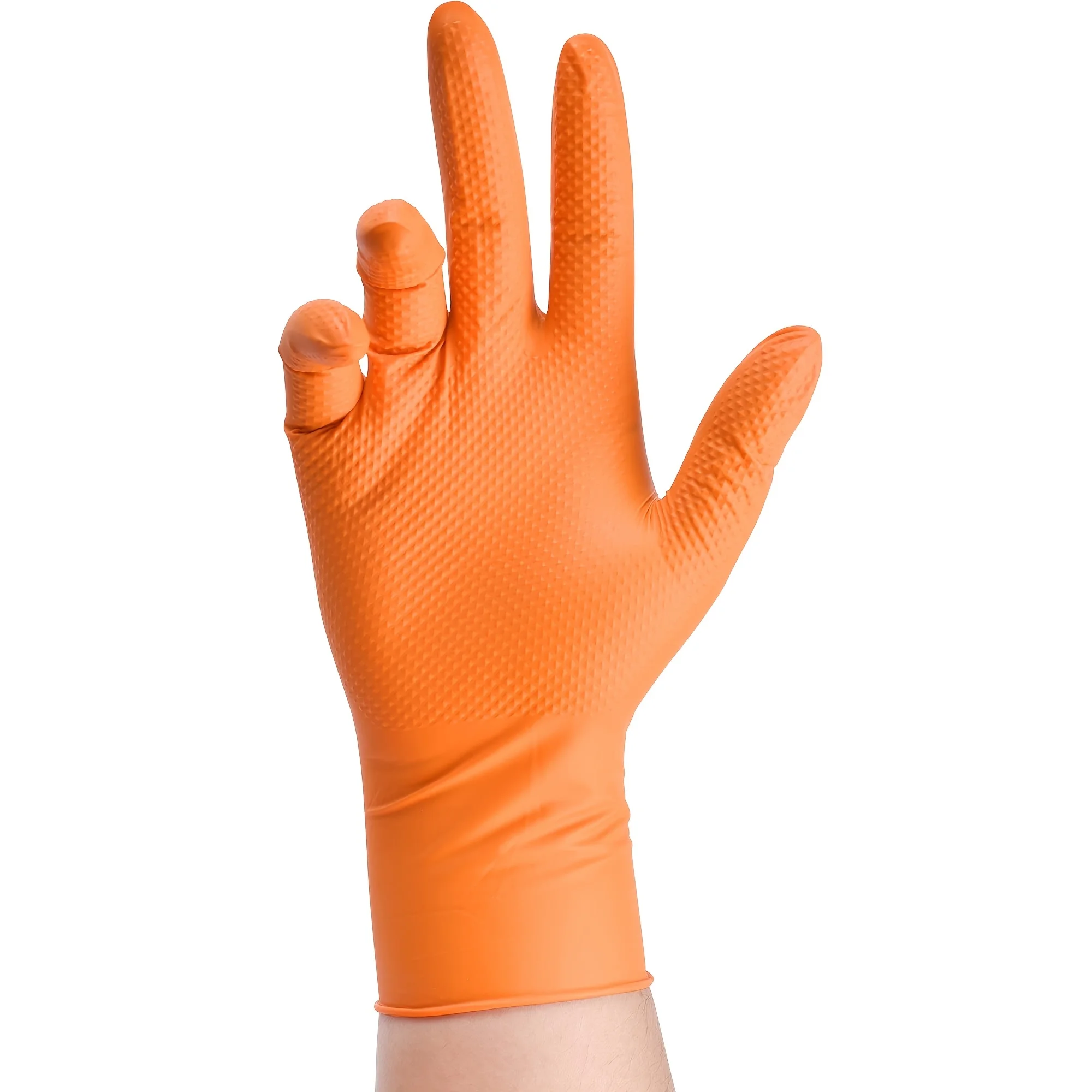 Orange Nitrile Gloves  8-mil Latex-Free Protection, 50-ct Box with Raised  Texture